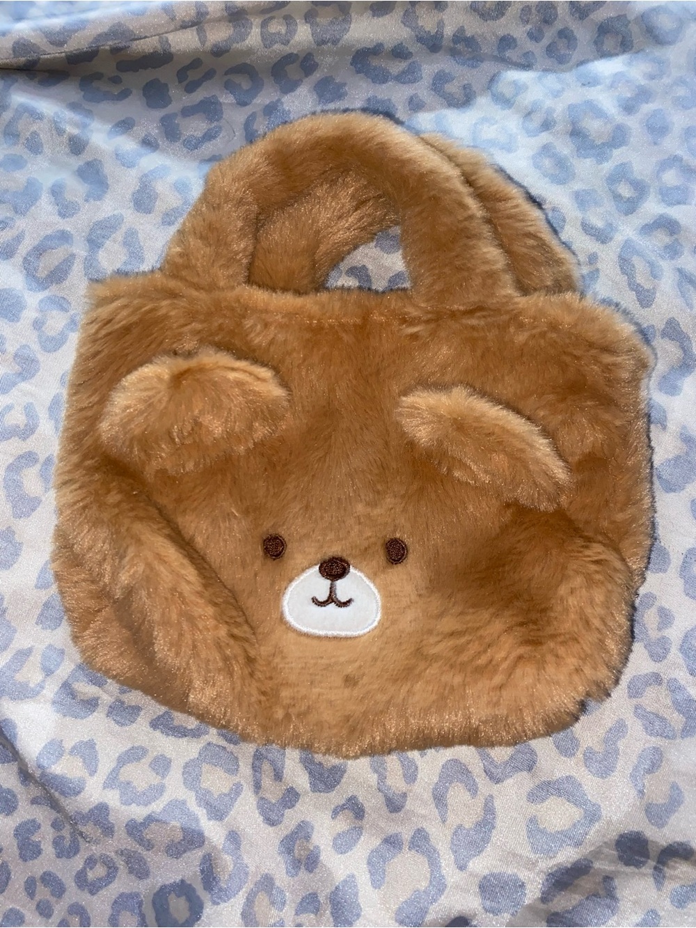 Brown fuzzy mini tote bag